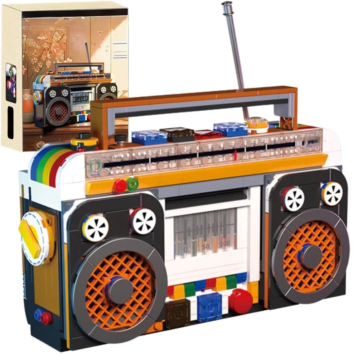 KLOCKI KONSTRUKCYJNE RADIO RETRO BOOMBOX MAGNETOFON KASETOWY 3D 554 EL