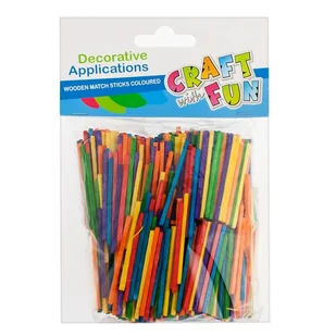 Craft With Fun Ozdoba dek drewniane patyczki kolorowe 1000szt - Zabawki kreatywne - miniaturka - grafika 1