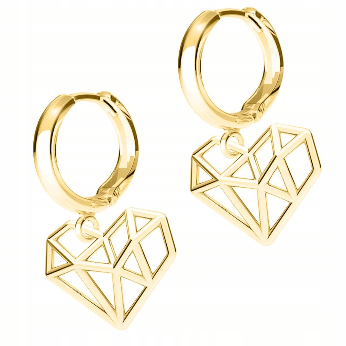 Złote Kolczyki Ażurowe Serca Serduszka Love Hearts Serce SREBRO 925