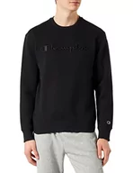 Bluzy męskie - Champion Męska bluza polarowa z okrągłym dekoltem z logo Rochester 1919, czarna, L, Czarny, L - miniaturka - grafika 1