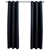 Zasłony - vidaXL Zasłony zaciemniające z kółkami 2 szt. Czarny 97x213 cm Tkanina - miniaturka - grafika 1