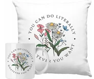 Gadżety dla niej i dla niego - ZESTAW PODUSZKA + KUBEK Kwiaty Dekoracje Linia Pomysł Na Prezent +IMIĘ #1 - miniaturka - grafika 1