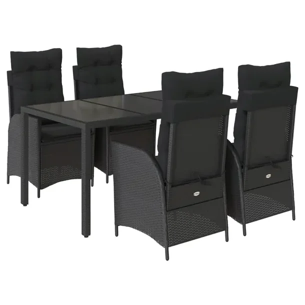 Zestaw mebli ogrodowych czarny, stół 150x90x75 cm, krzesła 57x61x93 cm