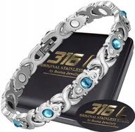 Bransoletki - SREBRNA ZDROWOTNA BRANSOLETKA DAMSKA MAGNETYCZNA MOC Z CYRKONIAMI ORYGINAŁ - miniaturka - grafika 1