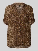 Bluzki damskie - Bluzka koszulowa o luźnym kroju z czystej wiskozy model ‘BUMPY’ - miniaturka - grafika 1