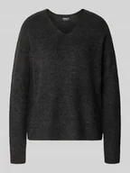 Swetry damskie - Sweter z dzianiny o kroju regular fit z dekoltem w serek model ‘CAMILLA’ - miniaturka - grafika 1