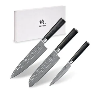 Shiori 3-Set 撓 Kuri Murō + Santoku + Sifu - zestaw trzech noży ze stali damasceńskiej - Noże kuchenne - miniaturka - grafika 1