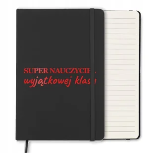 NOTES CZARNY A5 Z GUMKĄ W LINIE PREZENT DLA SUPER NAUCZYCIELA RED WZORY - Notesy i bloczki - miniaturka - grafika 1