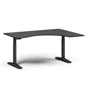 Biurka - Stół z regulacją wysokości ULIX, elektryczny, 675-1325 mm, ergonomiczny prawy, blat 1600x1200 mm, podstawa czarna, grafit - miniaturka - grafika 1