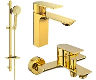 Zestawy baterii łazienkowych - Mexen Alexa DQ40 zestaw wannowy, złoty - 71203DQ40-50 - miniaturka - grafika 1