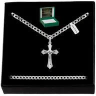 Łańcuszki - Męski Srebrny Łańcuszek Pancerka Z Krzyżykiem 925 Prezent + Grawer Gratis - miniaturka - grafika 1