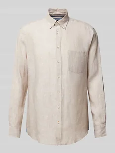 Koszula lniana o kroju regular fit z kołnierzykiem typu button down - Koszule męskie - miniaturka - grafika 1