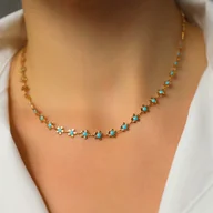 Naszyjniki - Naszyjnik delikatne turkusowe kwiatuszki stal szlachetna - miniaturka - grafika 1