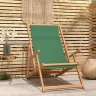 Fotele i krzesła ogrodowe - Lumarko Składany leżak plażowy, lite drewno tekowe, zielony - miniaturka - grafika 1