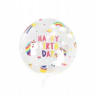 Urodziny dziecka - Balon przezroczysty okrągły Jednorożec 45 cm 1szt. - miniaturka - grafika 1