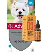 Artykuły przeciw pasożytom - Bayer Advantix dla psów 4-10kg 4 pipety x 1ml) + olej konopny witamina D3 Forte 30ml dla ludzi) 56103-uniw - miniaturka - grafika 1