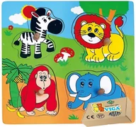 Zabawki sensoryczne - PUZZLE DREWNIANE VIGA dla niemowląt DŻUNGLA Układanka Sorter monstessori Viga zabawka montessori - miniaturka - grafika 1