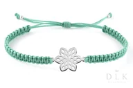 Bransoletki - Bransoletka Ze Sznurka "Szmaragdowa Makrama Z Kwiatkiem" - miniaturka - grafika 1