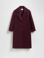 Płaszcze damskie - Reserved - Płaszcz z tkaniny boucle - burgundowy - miniaturka - grafika 1