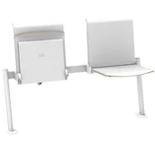 Wyposażenie miejsc publicznych - Biała ławka do poczekalni szpitalnej L2TPS1 automatyczna montowana do podłogi - miniaturka - grafika 1