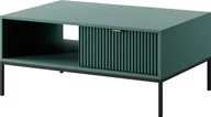 Ławy i stoliki kawowe - DomoHome Elegancki stolik kawowy Nova - ze złotym akcentem, Nowoczesna szuflada wykonana z płyty MDF i metalowe nogi w kolorze czarnym, Minimalistyczny design, Kolor: Lablador, Rozmiar: 104x104x46 cm - miniaturka - grafika 1