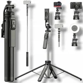 Selfie stick - STATYW DO TELEFONU NA SELFIE TRIPOD KIJEK STICK 180cm BLUETOOTH PILOT - miniaturka - grafika 1