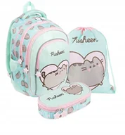 Plecaki worki - Zestaw Plecak 4 Komorowy Piórnik Worek Na Obuwie Pusheen Mint - miniaturka - grafika 1