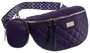 Saszetka damska na pas nerka crossbody listonoszka pikowana z portmonetką na suwak Rovicky, ciemnofioletowy - Nerki - miniaturka - grafika 1