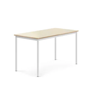 Biurko SONITUS, 1400x700x760 mm, laminat HPL brzoza, biały - Meble do szkół i przedszkoli - miniaturka - grafika 1