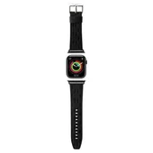Akcesoria do smartwatchy - Pasek do APPLE WATCH 4 / 5 / 6 / 7 / 8 / SE / ULTRA (42 / 44 / 45 / 49 MM) Karl Lagerfeld Strap Saffiano Monogram (KLAWLSAKLHPK) czarne - miniaturka - grafika 1