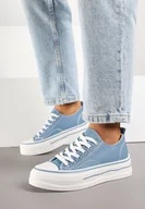 Trampki damskie - Niebieskie Klasyczne Trampki na Grubej Podeszwie Natileva - miniaturka - grafika 1