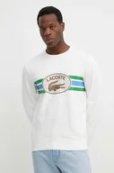Bluzy męskie - Lacoste bluza bawełniana męska kolor biały z nadrukiem - miniaturka - grafika 1