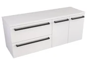 Szafki łazienkowe - Szafka Wisząca Z Blatem ATH 120 cm SD Lewa - Biały Mat - Uchwyty Czarne Matowe - miniaturka - grafika 1