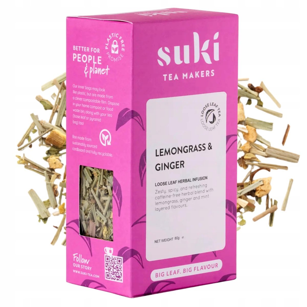 Suki Tea Ginger lemongrass 80 g herbata ziołowa – imbir lemongrass bez kofeiny rozgrzewająca