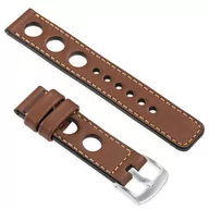 Akcesoria do smartwatchy - Skórzany pasek do Samsung Galaxy Watch 46mm | moVear uBand R1 ("Rally") 22mm | Brązowy ze złotym przeszyciem - miniaturka - grafika 1