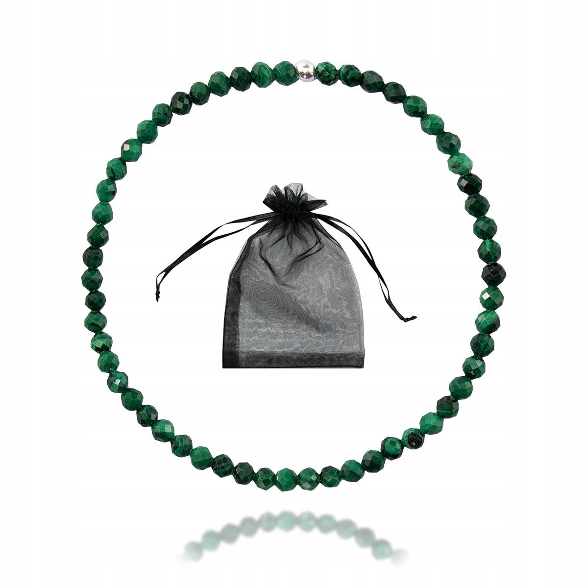 Bransoletka Naturalny Kamień Malachit 3mm bez zapięcia Srebro 925 dł 18cm