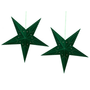 Ozdoby bożonarodzeniowe - Lumarko Zestaw 2 wiszących gwiazd welurowych LED 60 cm zielony MOTTI - miniaturka - grafika 1