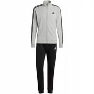 Dresy męskie - Dres męski adidas Basic 3-Stripes French Terry szaro-czarny IC6748 S - miniaturka - grafika 1
