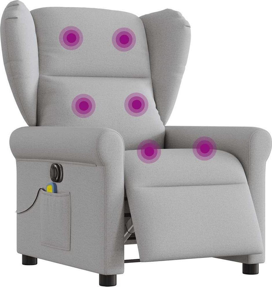 vidaXL Rozkładany fotel masujący, elektryczny, szara, tkanina