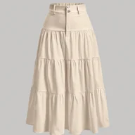 Spódnice - TEMU Damska spódnica w jednolitym kolorze z wysokim stanem, eleganckie guziki i kieszenie, idealna na wiosnę/, do noszenia na co dzień i na specjalne - miniaturka - grafika 1