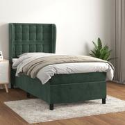 Łóżka - Łóżko kontynentalne z materacem, zielone, aksamit, 90x200 cm Lumarko! - miniaturka - grafika 1