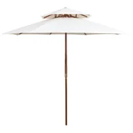 Parasole ogrodowe - Parasol z podwójnym daszkiem, 270x270 cm drewno, kremowy - miniaturka - grafika 1