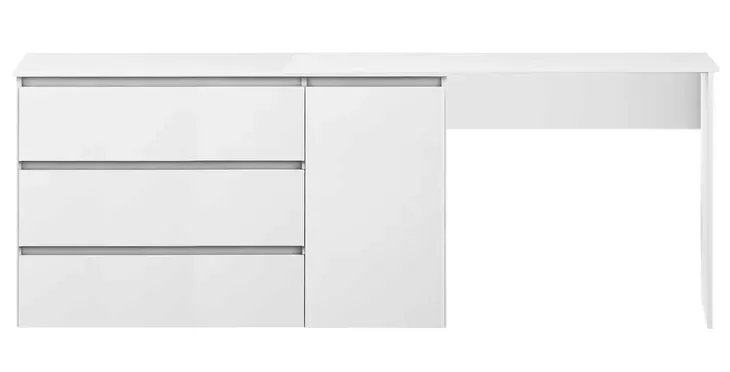 Biurko Z Szufladami Białe Megan N5 230cm Modułowe Do Gabinetu Lub Pokoju