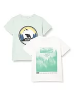 Koszulki i topy damskie - NKMVAGNO 2P SS Loose Top B, Subtle Green/Pack: 2p Subtle Green + White Alyssum, 158-164 - miniaturka - grafika 1