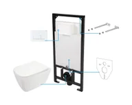 Miski WC - Deante Hiacynt New Zestaw Stelaż podtynkowy + toaleta WC bez kołnierza + deska wolnoopadająca + przycisk WC biały/bianco CDYA6ZPW - odbiór osobisty: Kraków, Warszawa - miniaturka - grafika 1