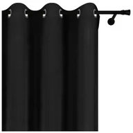 Zasłony - Voppi Zasłona okienna na przelotkach 140 x 250 cm czarna półzaciemniająca zasłona z grubego weluru 220 g/m2 - miniaturka - grafika 1