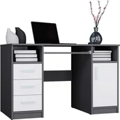 Biurka - Topeshop Delta antracyt / biały 3 Szuflady Szafka Półki Do Biura Pokoju Na Laptop 60x75x120 cm - miniaturka - grafika 1