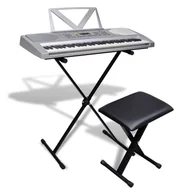 Instrumenty klawiszowe - vidaXL Kompletny zestaw Keyboard elektryczny+statyw+taboret - miniaturka - grafika 1