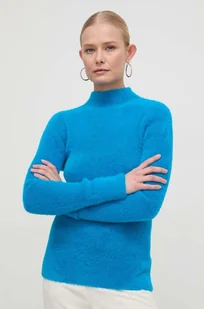 Morgan sweter damski kolor niebieski z półgolfem - Swetry damskie - miniaturka - grafika 1