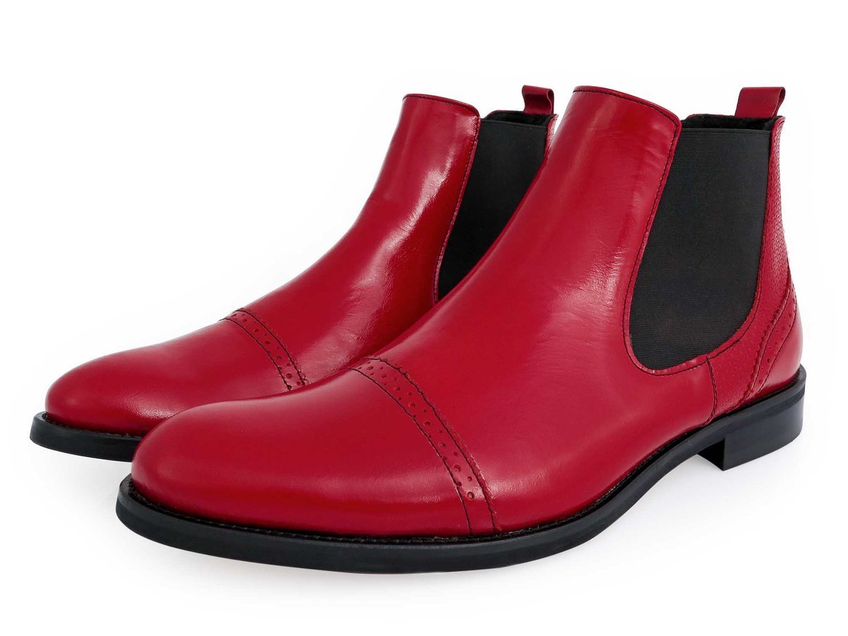 Modne czerwone męskie buty zimowe - sztyblety BZ9 42